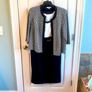 Size 20, Navy and white dress and jacket, poly spandex, NWT